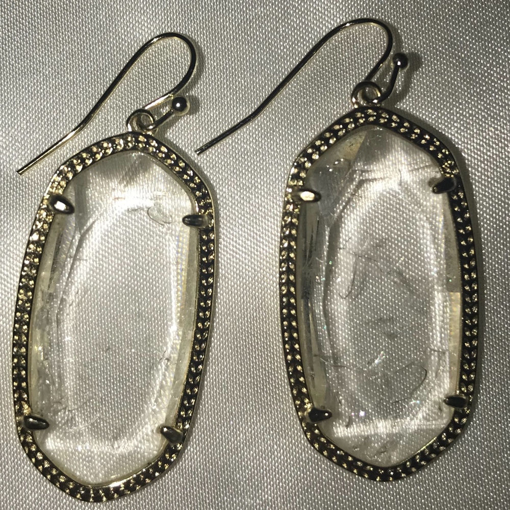 Elle Gold Drop Earrings in Crackle Crystal